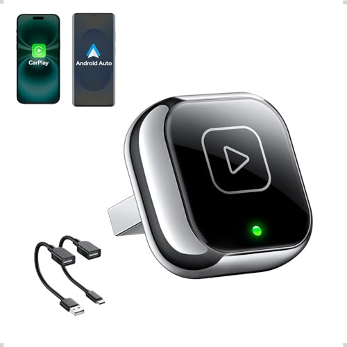 Mavlou Wireless Carplay & Android Auto Adapter, Metal Design Mini & Stable 2-in-1 Dongle, Convert Vehicle's Wired CarPlay/Android Auto to Wireless, for iOS 10+/Android 11+ & Cars from 2016 (SpaceGray)
