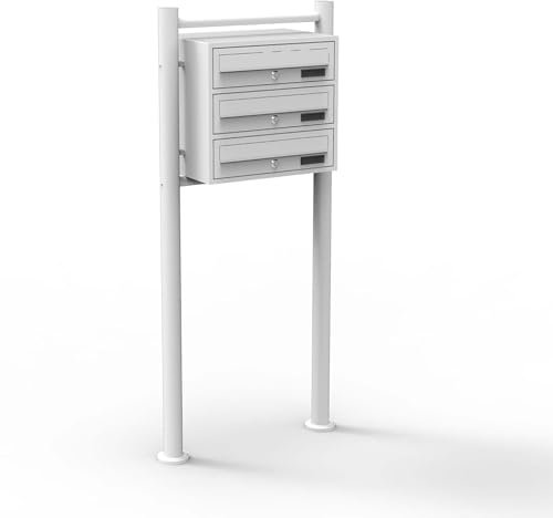 Mailbox System 3 Doors White Letterbox Postbox Pillar Letter Mail Post Box