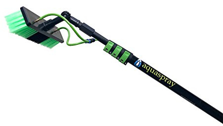 Equip2clean Aquaspray Window Cleaner 20ft Telescopic Window Cleaning Pole | Water Fed Extendable Aluminium Pole with Brush Head & Dual Jets | Window Cleaner Tool for High Windows Solar Panels