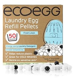 ecoegg Laundry Egg Refills Detergent and Fabric Softener Replacement Non bio, no chlorine bleaches, phosphates, parabens, SLS/SLES or palm oil Sensitive Skin 50 Washes Fresh Linen