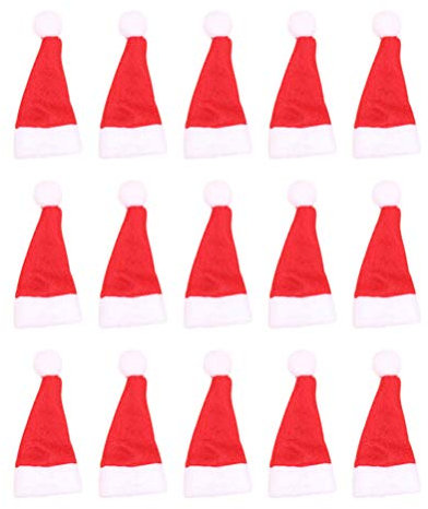 NUOBESTY 60 Stücke Mini Weihnachtsmütze Bestecktasche Weihnachten Weinflasche Abdeckung Besteckhalter Lutscher Lollipop Mütze Filz Kleine Nikolausmützen Tischdeko Weihnachtsschmuck