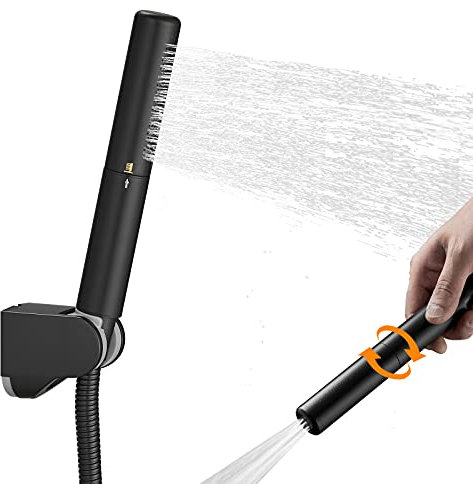 BESy Black Brass 2 In 1 Function Handheld Shower Head Set High Pressure 7 Inch Shower Head High Flow Hand Shower Wand with 59 Inch Hose, Bracket, Matte Black Finish