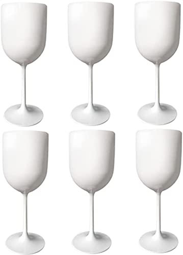 6 Verres À Vin En Plastique, Verres À Vin Incassables En Plastique Blanc De Qualité Supérieure, Grands Verres À Vin En Plastique Réutilisables 500 Ml (6 Pièces, Blanc)-White||6 PCS