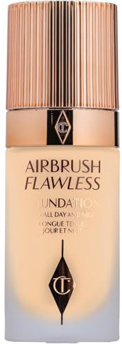 CHARLOTTE TILBURY Airbrush Flawless Grundierung, 30 ml (5,5 Warm) - Voll deckend, langanhaltend, Feuchtigkeit spendend - Matt - Gold - Flasche
