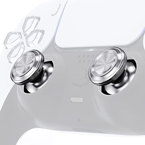 eXtremeRate Custom Silver Metal Thumbstick per PS5 Controller, joystick analogico in alluminio di ricambio per controller PS4 - controller non incluso