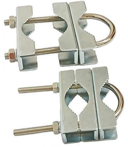 UngSung Double Aerial Antenna Mast Clamp V Jaw Block with U Bolts Anti-Rust Finished for TV CB Ham Antenna Pipe-Mounting 2 Sets (Short Pattern)