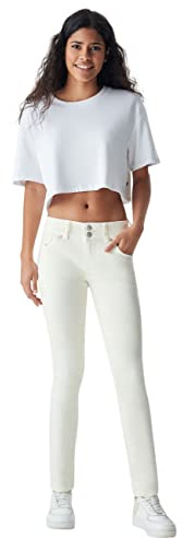 LTB Damen Jeans Molly M Super Slim Fit - Weiß - Off White W24-W34 Baumwolle Stretch, Größe:27W / 34L, Farbvariante:Off White 53296