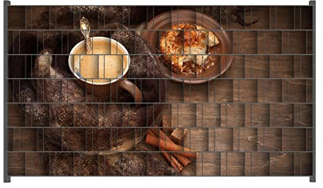 Wallario Zaun Sichtschutz Windschutz für EIN- und Doppelstabmattenzäune in der Größe Breite 2,50m x Höhe 1,40m, Motiv: Kuchen und Kaffeegenuss
