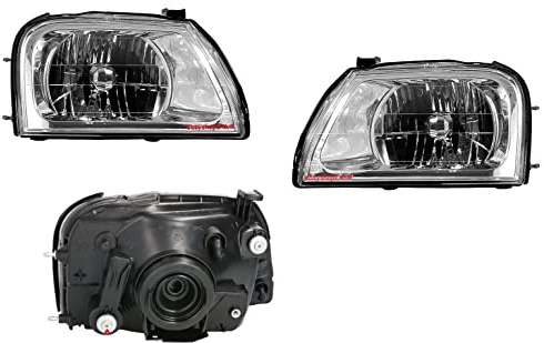 EASYSHOP24H Set 2 Faro Fanale Proiettore Anteriore Sinistro Destro Per L200 Strada e Pick Up da 1996 a 2004 Alogeno H4 Gruppo Ottico Luce Fanalino Regolazione Manuale