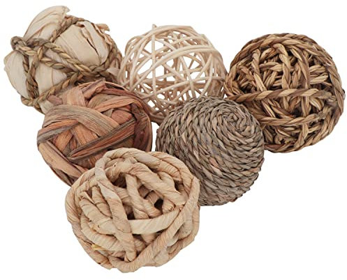 Kesywale Set of 6 Decorative Balls for Centerpiece Bowl Fillers, 2.8 inch Assorted Rattan Wicker Balls Spheres Orbs, Vase Fillers, Home Table Decor