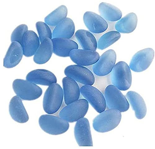 GIVBRO Pietre decorative ciottoli granuli di fiume ghiaia mini pietre di vetro per la decorazione del paesaggio giardino acquario abbellimento blu, 500 g