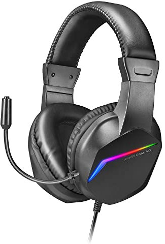 Mars Gaming MH122, Casque de Jeu FRGB Over Ear avec Microphone, Son HiFi, Annulation du Son, Ultra Léger, PS4 PS5 Xbox Switch Switch 2 Tablet Windows Mac, Noir