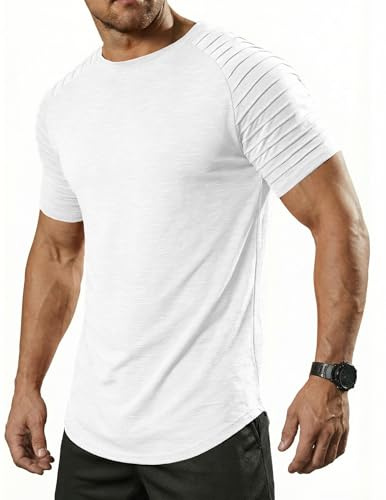 COOFANDY Herren T Shirt Rundhals Kurzarm Sportshirt Sommer Fitness Gym Muskelshirt Slim Fit Basic Oberteil