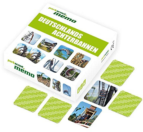 Memo Deutschands Achterbahnen | Merk- und Suchspiel für 2-6 Spieler ab 3 Jahren von PARKSCOUT