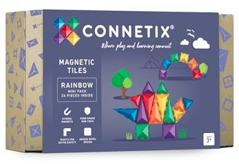 CONNETIX Magnetic Tiles Rainbow Mini Pack, 24 Pieces