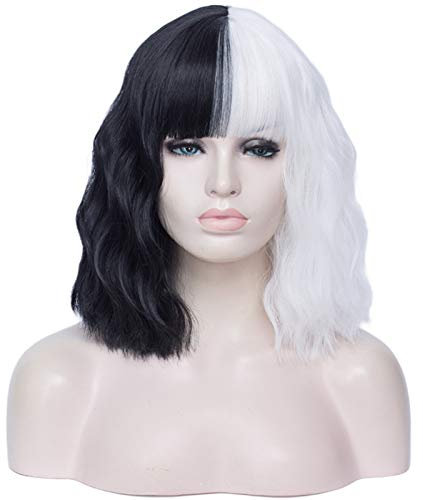 Perücke Damen Cosplay Perücke Schwarz und Rosa Rot Orange Grün Lila Blau Zweifarbige Nähte Kurz Locken Ombre Zweifarbige Kunsthaar-Ersatzperücken (Farbe: 11, Größe: 35,6 cm)