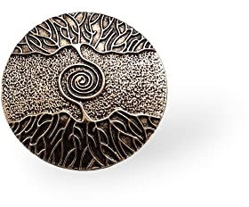 Broche magnético bufanda clip ropa poncho bolsillos botas joyería textil árbol de la vida antiguo dorado, Metal