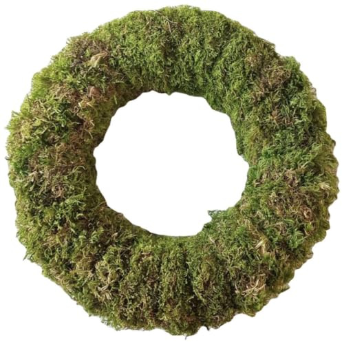 Garneck Moss Ring Front Door Plants Faux Plants Flower Wreaths for Front Door DIY Wreath Frame Artificial Christmas Wreath DIY Moss Wreath Rattan Green Round Moss Wreath DIY Wreath Frames