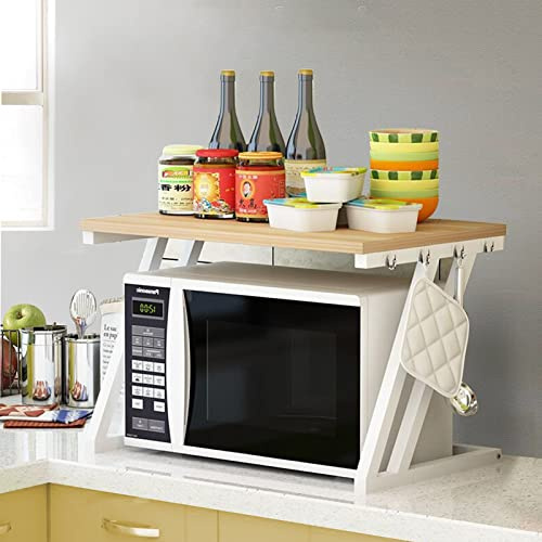 RELOVE Soporte para Microondas y Horno Cocina, Estanteria para Microondas en Encimera, Mueble Extensible Microondas Cocina (57 * 38 * 38cm- Z Nogal)