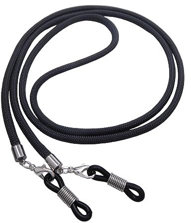 Hawhy Handgemachtes Brillenband aus Paracord für Lesebrillen und Sonnenbrillen, Schwarz - Inkl. 4 Ersatz Brillenschlaufen