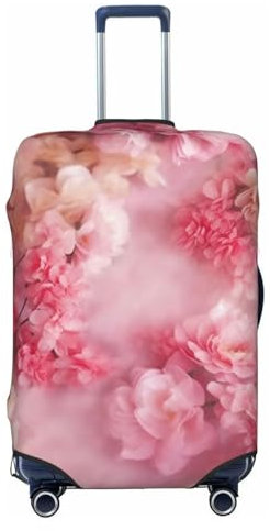 DEHIWI Reisegepäck-Abdeckung mit Blumenmuster, elastisch, strapazierfähig, für 45,7 - 81,3 cm, Rosa, Schwarz , 90