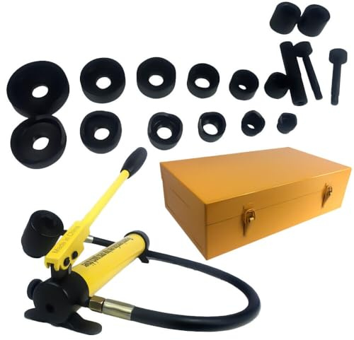 Punch SYK-8B Perforatrice hydraulique à tôle en acier, perforatrice manuelle en métal 8T, 6 matrices de perçage, boîte à outils incluse, pour tôle de fer et acier inoxydable jusqu'à 3 mm