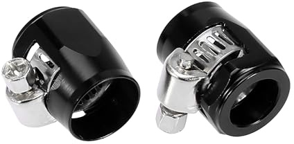 Unifizz 2PCS AN6 Hex Car Hose Finisher Flexible Rubber Pipe Clamp for Automotive Motorcycles Oil Fuel Water Tube Black with Screw Band Adapter Fitting