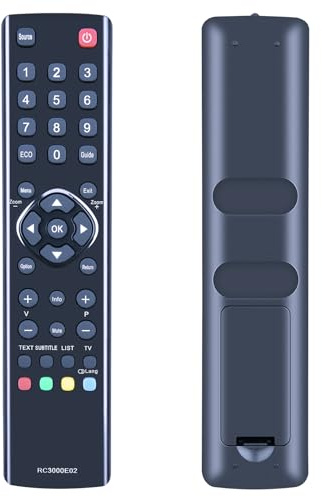TCNOUMT RC3000E02 Télécommande Universelle de Rechange pour téléviseur Thomson TCL LED LCD modèles L40E5200F L32E5300 L40M11FPVR L19E4103 RC3000E01 Noir