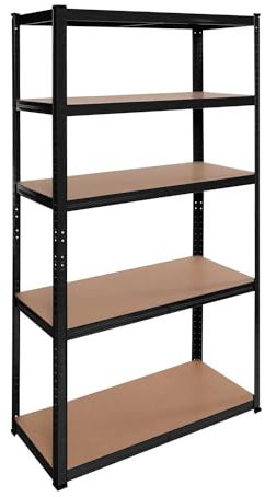 OcioDual Estanteria Metalica Essential, Estanteria Trastero 180x90x40cm, Estantería Almacenaje, Estantería Metálica, Soporta 875kg, 5 Baldas, Almacenamiento Divisible, Negro Mate