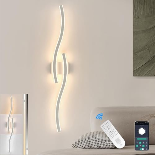 SXHZLY Applique Led Da Parete Interno, 35W 4000LM Lampada Da Parete Lunga, 100Cm Tricolore 3000K/4000K/6000K Applique per Soggiorno Camera Da Letto Bagno Corridoio e Studio (bianco sabbia, 100CM)