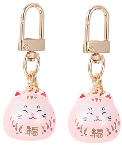 LIFKOME 2stücke Süßer Katzen Schlüsselanhänger Kawaii Glückskatze Mit Glocke Dekoratives Design Für Katzenliebhaber Für Taschen Und Schlüssel