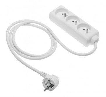 GTV Haushalts-Verlängerungskabel, 3-Fach Steckdosenleiste mit 3 französischen Steckdosen, 1,5m Länge, max. Belastung 2000 W, Euro-Stecker, langlebig und sicher