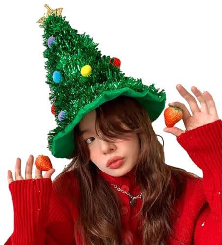 Weihnachtsbaum Hut Für Weihnachten, Nikolausmütze Mit Bommel , Spitze Weihnachtsbaummütze, Weihnachtsbaummütze Für Erwachsene, Weihnachtsfeier Witch Hut Urlaub Dekoration Kopfbedeckung, Unisex