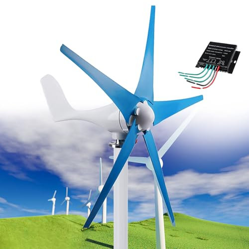 SAIYERUS 12000W Wind Turbine Generator Kit for Home, Wind Generator 12V/24V/48V, Low Start-Up Speed Free-Energy Generator Wind Power Generator Kit, Industrial Energy Windmill Generator,Blue-24V
