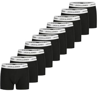 JACK & JONES Boxershorts för män, 10-pack bomull, basic trunks JACANTON kalsonger, retroshorts, set, boxershorts, stretch, svart, vit, S, M, L, XL, XXL, 3XL, 10 x svart/vit (12284977), M