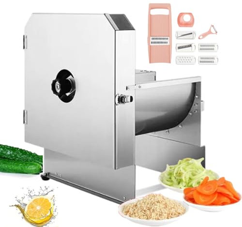 forplubossmmp Affettatrice Elettrica per Verdure Commerciale, Tagliaverdure Elettrica, Affettatrice per Alimenti con Coltelli in Acciaio Inossidabile, Affettatrice per Insalata Professionale,Square
