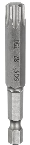 sourcing map Punta per cacciavite a testa Torx T50 da 1/4 di pollice con codolo esagonale da 65 mm di lunghezza, magnetica, senza foro, a prova di manomissione, 6 punti, cacciavite a stella in acciaio