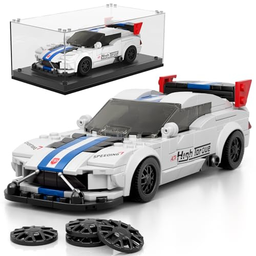 Mould King 27011 Technik Speed Champion Rennwagen Bausteine ACR Sportwagen Klemmbausteine Drift Auto Bauspielzeug mit Acryl-Vitrine Modellautos zum Sammeln (406 Teile)