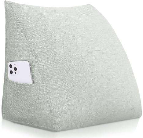 LELEFIDO Cojín de lectura – Cojín triangular de cuña para cama y sofá, cómodo cojín para la espalda, cojín de apoyo suave para leer y relajarse, con funda extraíble y lavable