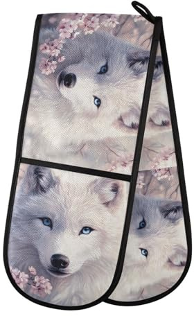 Quteprint Maniques doubles de cuisine matelassées, résistantes à la chaleur, 17,8 x 88,9 cm de long, pour pâtisserie, barbecue, barbecue et micro-ondes – Lavable en machine avec boucle de suspension