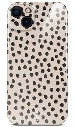 ONEFLOW Splash Cover für iPhone 15 Hülle mit Design Muster, Designer Case Handy Schutzhülle mit Kameraschutz, Hardcase Bedruckt dünne Handyhülle, Punkte Cookies Cream