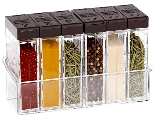 QWORK® 6 Piezas salero y pimentero, caja de especias plástico, botellas de especias transparentes para camping