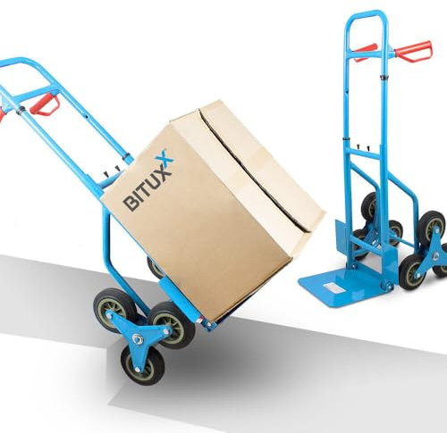 BITUXX Karre Treppenkarre Sackkarre Treppe Treppensackkarre 200kg Treppensteiger Stapelkarre Klappbar Hartreifen