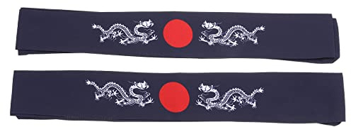minkissy 2 St Japansk Huvudband Sportigt Huvudband för Yoga Karate Löpning och Cykling och Bekväm Design Blå Drakmotiv