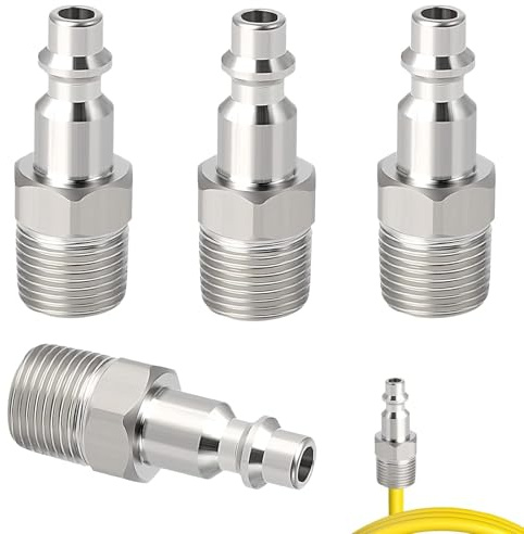 GVSS Pneumatische Endstücke, Gewinde G1/4, Schnellkupplung Druckluft 1/4, Pneumatischer Schnellverbinder, Anschluss männlich Kompressor, 4 Stück