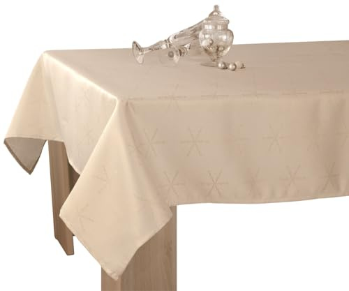 Nappe Lurex Entretien Facile - Crème et Doré - Rectangle 150 x 240 cm