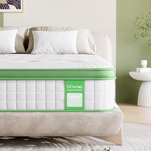 NIXNAP King Mattress 5FT, 10 Inch Hybrid Mattress, Gel Memory Foam & Individually Pocket Springs, 9-Zone Orthopaedic, Medium Firm for Pressure & Back Pain Relief, 150x200x25 cm