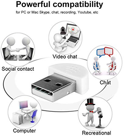 Dioche Mini Micrófono USB Portátil para Estudio, Grabación de Voz, Adaptador de Micrófono de para Computadora, PC, USB 2,0, Portátil con Cancelación de Ruido para (White)