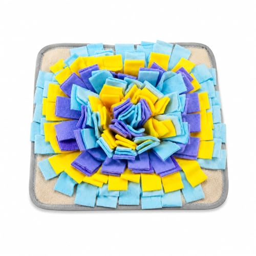Snuffle Mat For Dogs 35x35cm, Interactive Foraging Mat, Slow Feeder Nosework Pad with Non-Slip Base, Mental Stimulation Sniffing Mat for Puppies, Small & Medium Dogs
