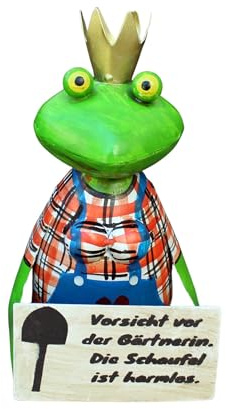 Gwenys Haus Zaunhocker Frosch Gärtnerin Metall handbemalt Figur 21,5 cm